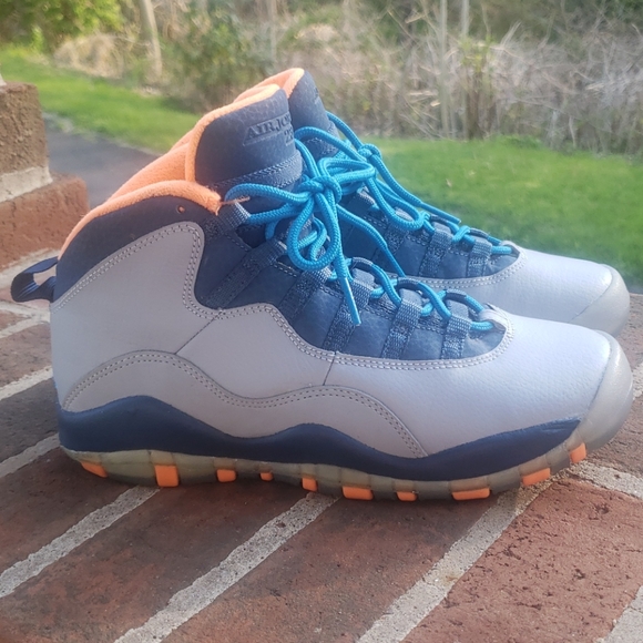 Air Jordan 10 Wolf Grey/Dark Powder Blue-New Slate-Atomic Orange 2014 Release - Picture 1 of 4